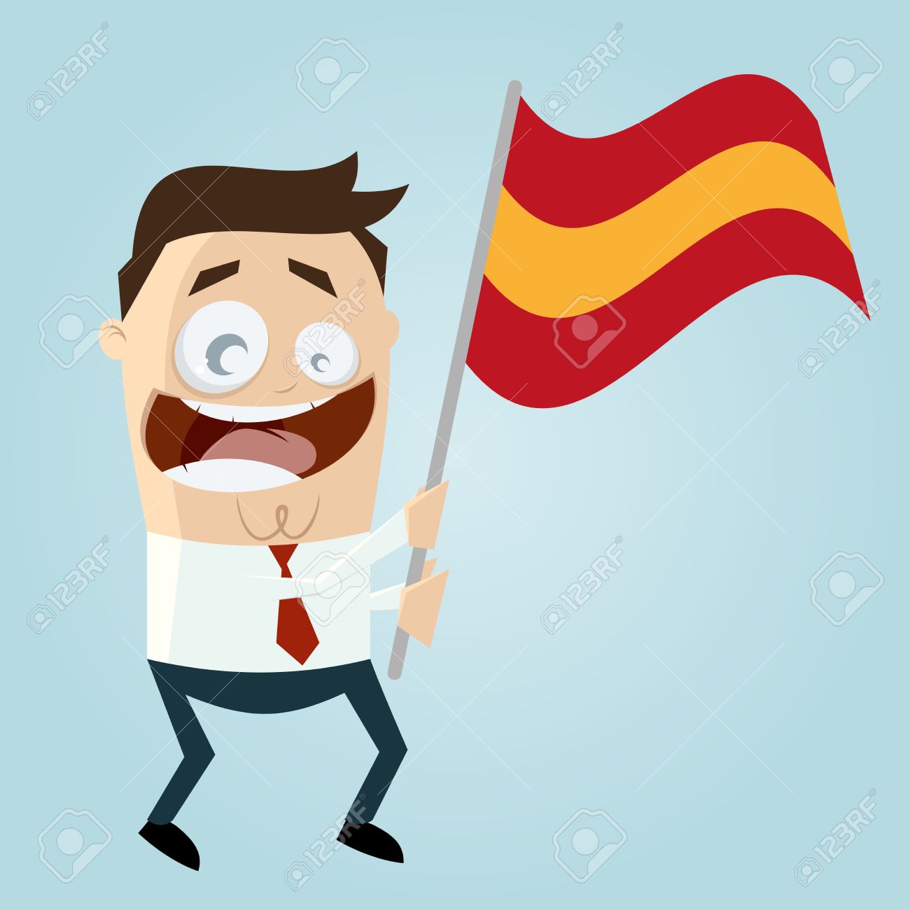 1300x1300 Happy Cartoon Man With Spanish Flag Royalty Free Cliparts, Vectors