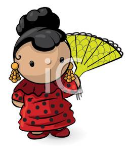 253x300 Colorful Cartoon Of A Woman Dressed In A Spanish Costume