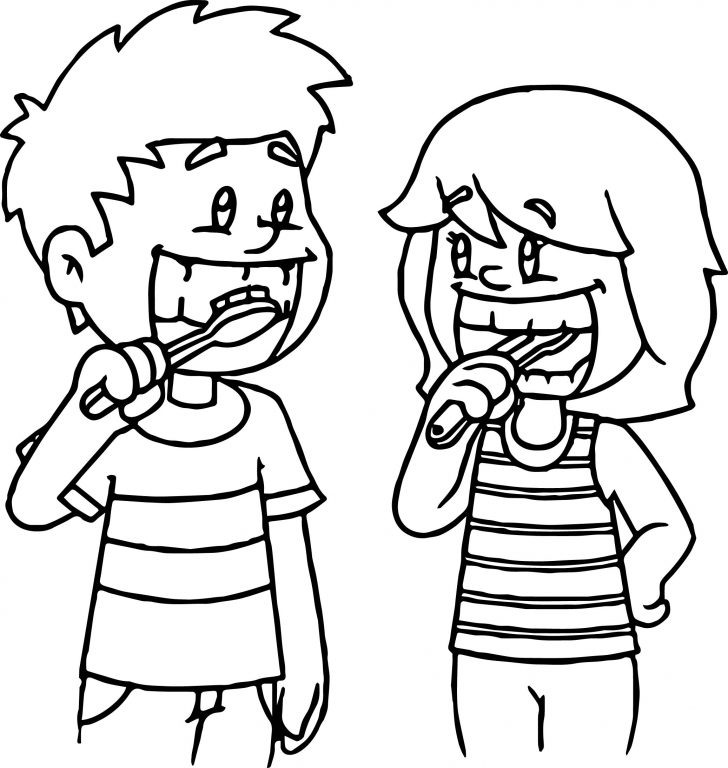 728x768 Brushing Teeth Coloring Page. Coloring Page. Toothpast Toothbruth