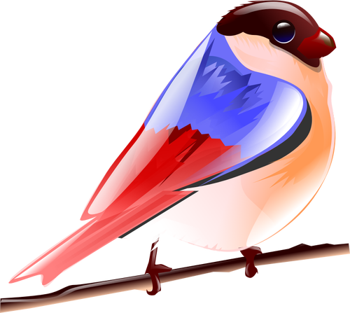 500x447 Vector Image Of Colorful Sparrow On A Tree Branch Public Domain