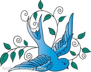 300x237 Clip Art Of A Sparrow Flying In Front Of Leaves