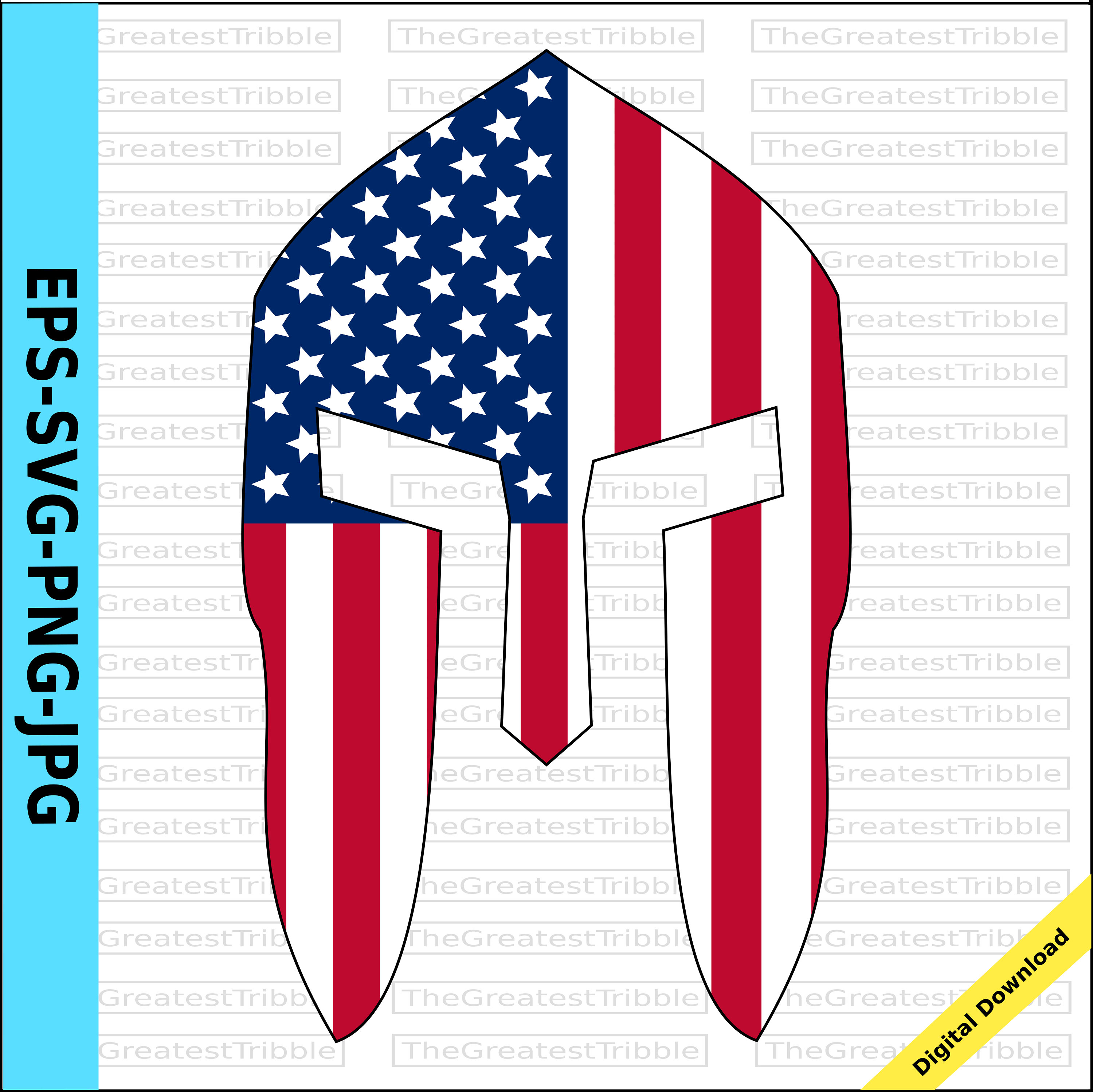 3000x2997 Spartan Helmet Front Usa Flag American Flag Eps Svg Png Jpg Vector