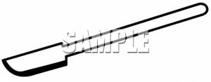 300x117 Black And White Clipart Illustration Of A Small Rubber Spatula