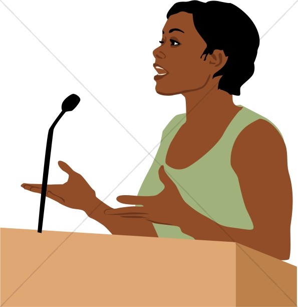 595x612 Female African American Speaker Church People Clipart