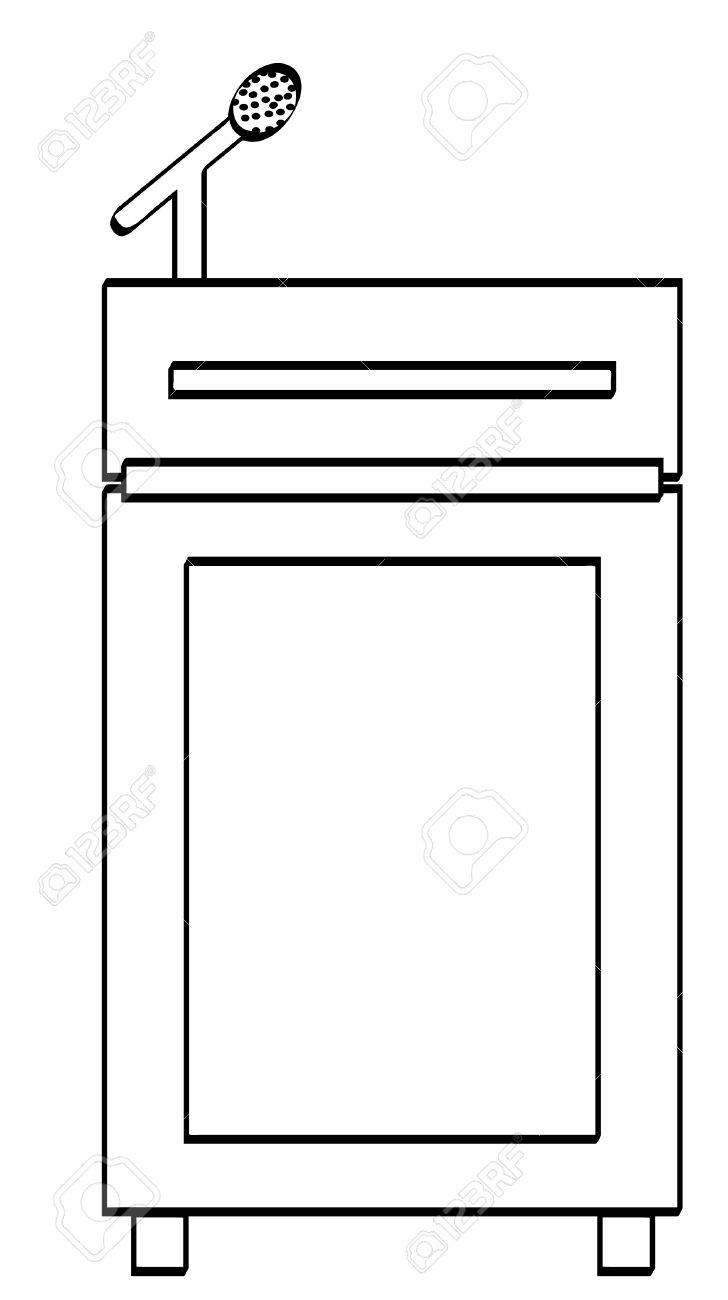 728x1300 Outline Of Speakers Podium With Microphone