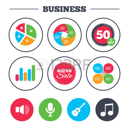 450x450 Business Pie Chart. Growth Graph. Musical Elements Icons