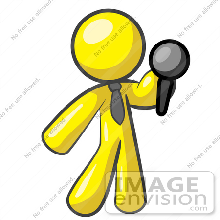 450x450 Clip Art Graphic Of A Yellow Guy Character Holding A Microphone