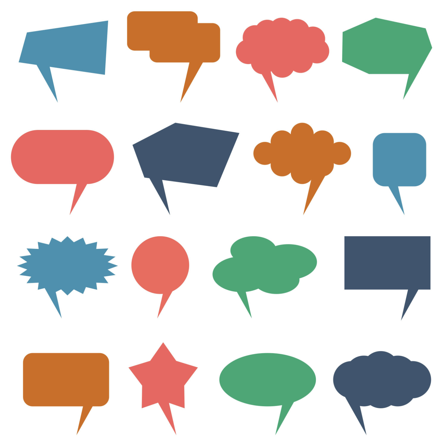 1500x1500 Speech Bubbles Clipart, Comic Clipart, Cartoon Cloud Clip Art