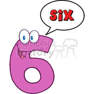 300x300 Royalty Free 5005 Clipart Illustration Of Number Six Cartoon