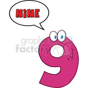 300x300 Royalty Free 5023 Clipart Illustration Of Number Nine Cartoon