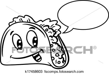 450x308 Clipart Of Cartoon Taco With Bubble Speech K17458603