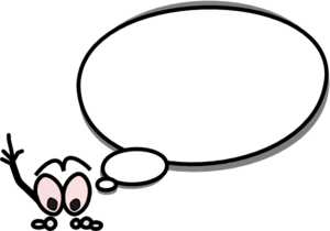 300x210 Speech Bubble With Person Pointing Up On Left Clip Art