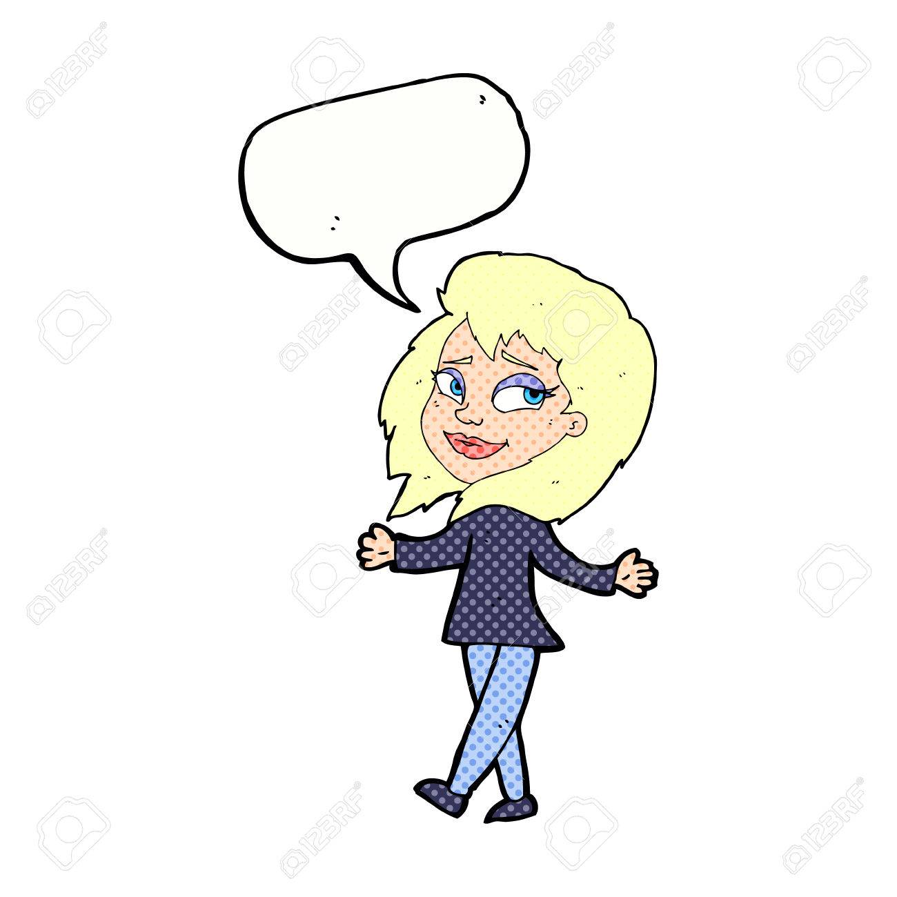 1300x1300 Stress Free Woman Cartoon With Speech Bubble Royalty Free Cliparts