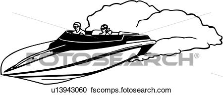 450x192 Clipart Of , Boat, Power, Racer, Speed, Sport, U13943060