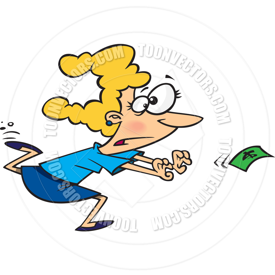 940x940 Cartoon Woman Chasing After Money By Ron Leishman Toon Vectors