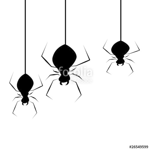 500x500 Three Spiders Hanging On White Background Stock Photo And Royalty