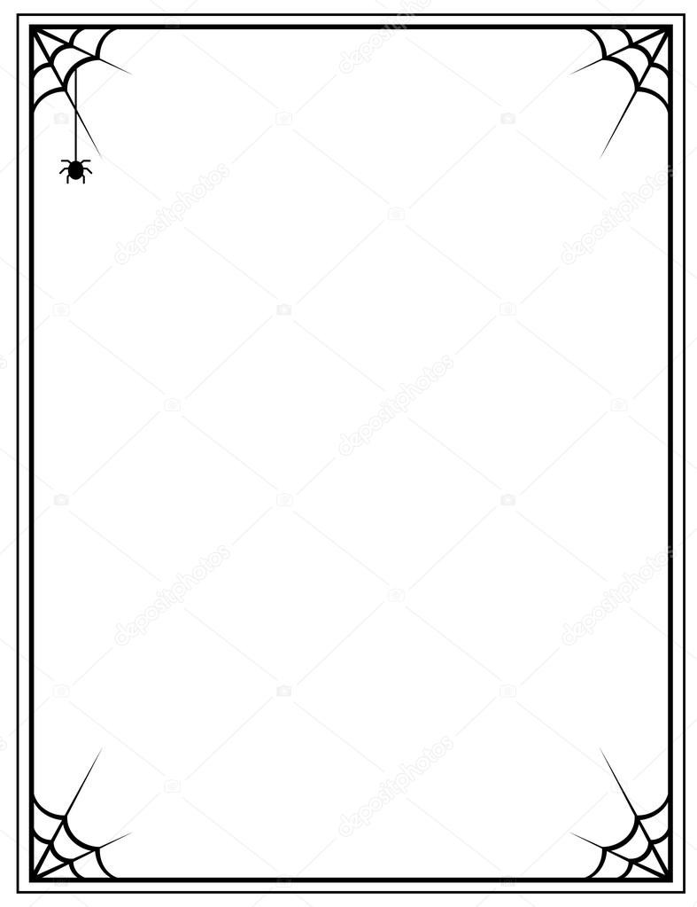 787x1023 Black Frame With Spider Web On A White Background Stock Vector