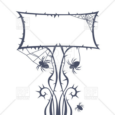 400x400 Square Ornamental Frame With Spiders, Thorns And Spider Web