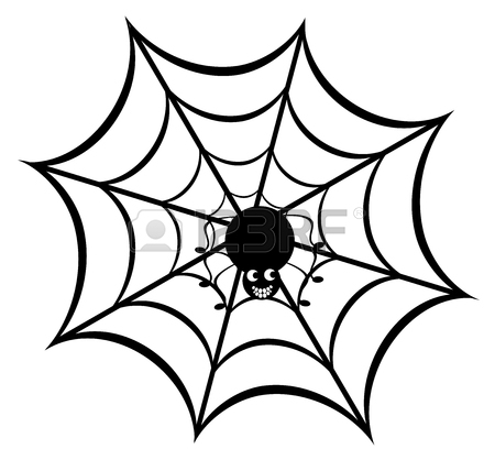 450x418 Vector Illustration Of A Spider Web With Spider Royalty Free