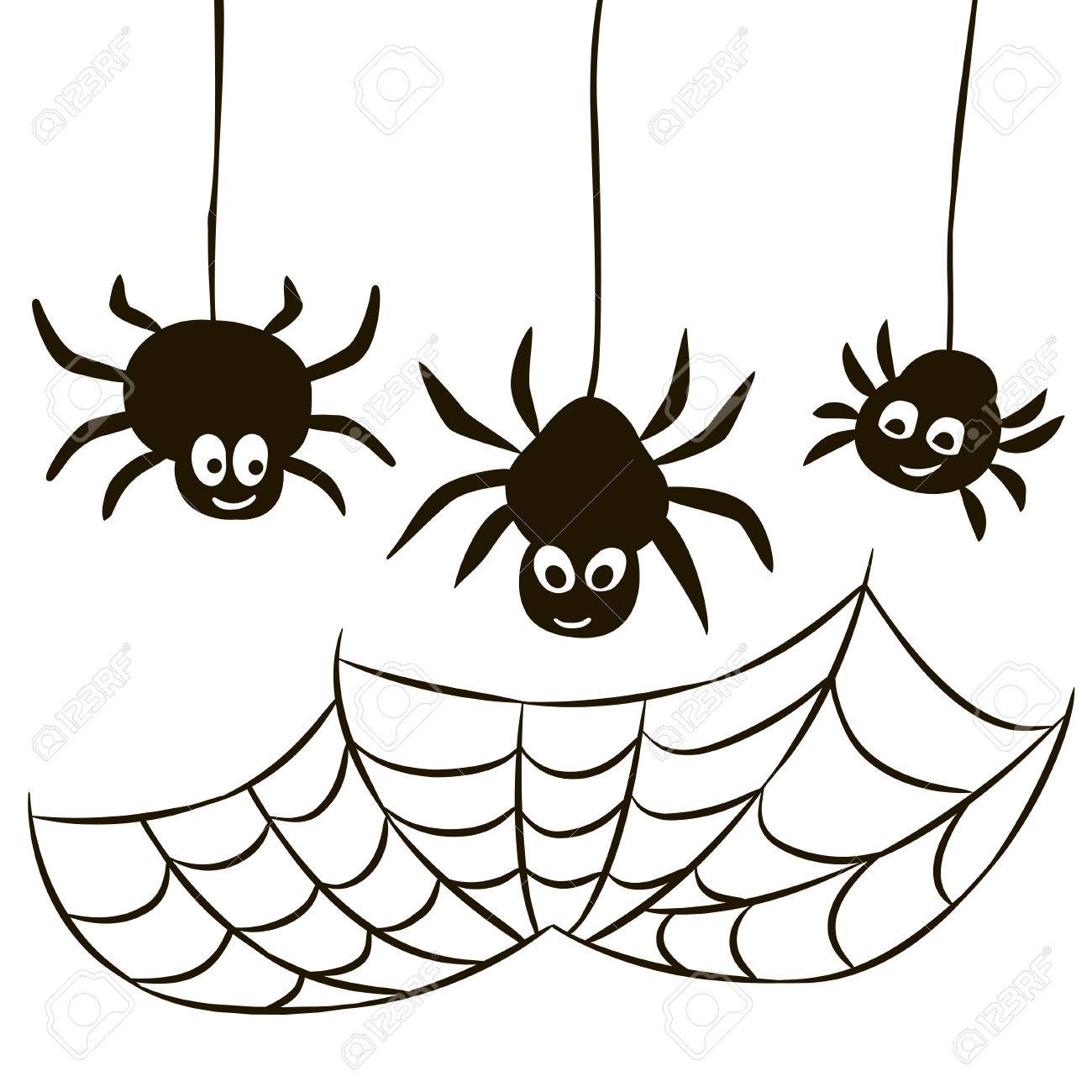 1300x1300 Halloween Set Of Spider Web And Three Spiders Isolated Royalty