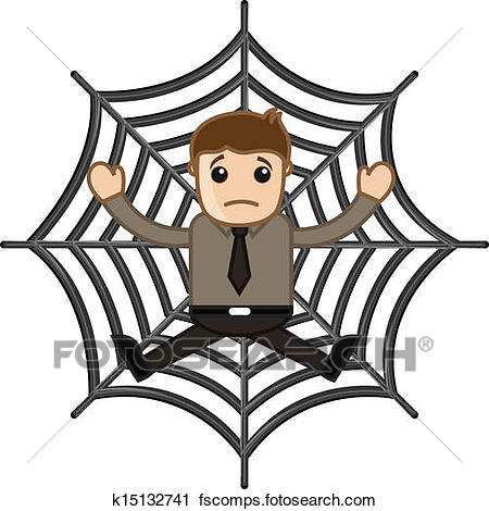 450x470 Clipart Of Man Stuck In Spider Web K15132741