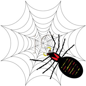 350x350 Picture Of A Black Widow Spider In It's Web In A Vector Clip Art