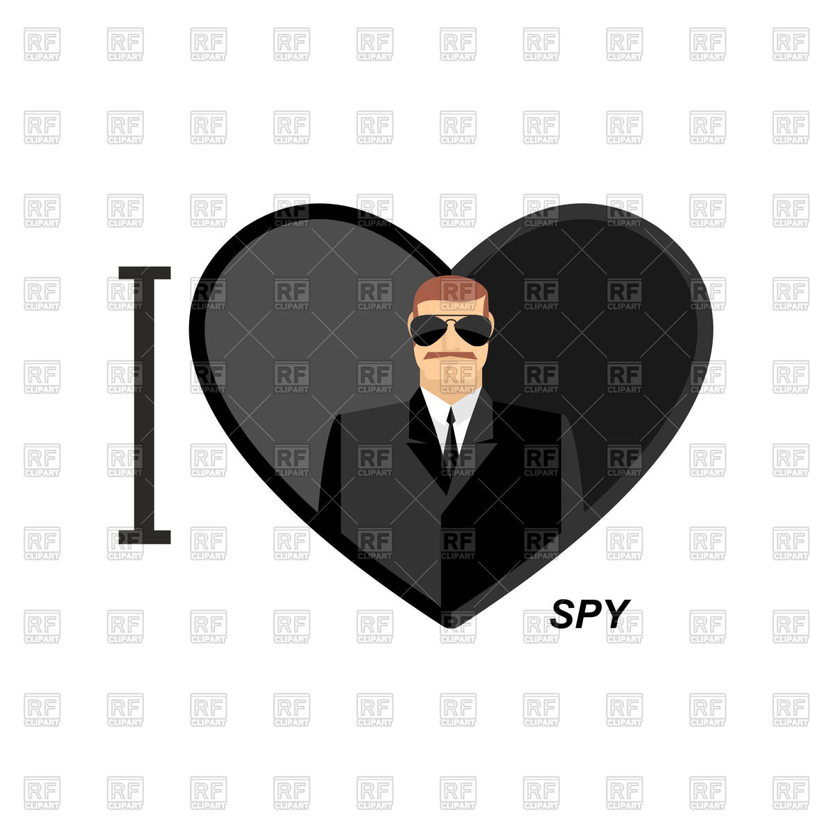 1200x1200 I Love Spy, Man In Black Glasses, Secret Agent Royalty Free Vector