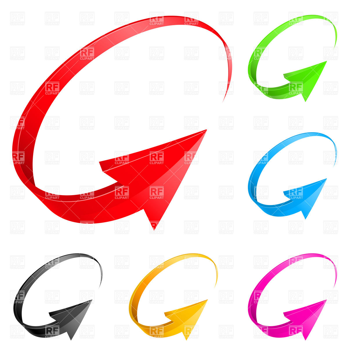 1200x1200 Set Of 3d Spinning Arrows Royalty Free Vector Clip Art Image