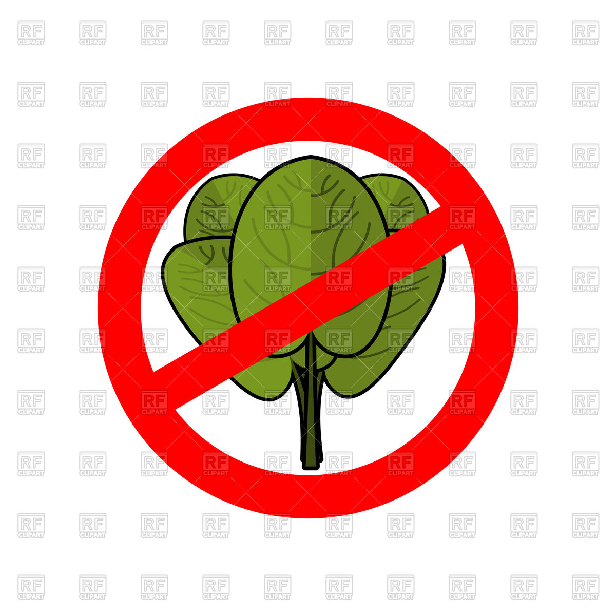 1200x1200 Stop Spinach Red Sign On White Royalty Free Vector Clip Art Image