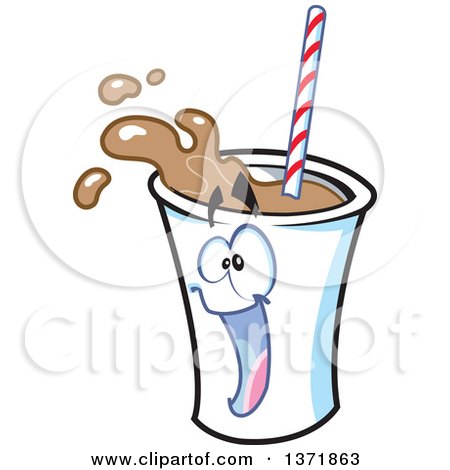 450x470 Clipart Of A Happy Cartoon Chocolate Milkshake Character Splashing