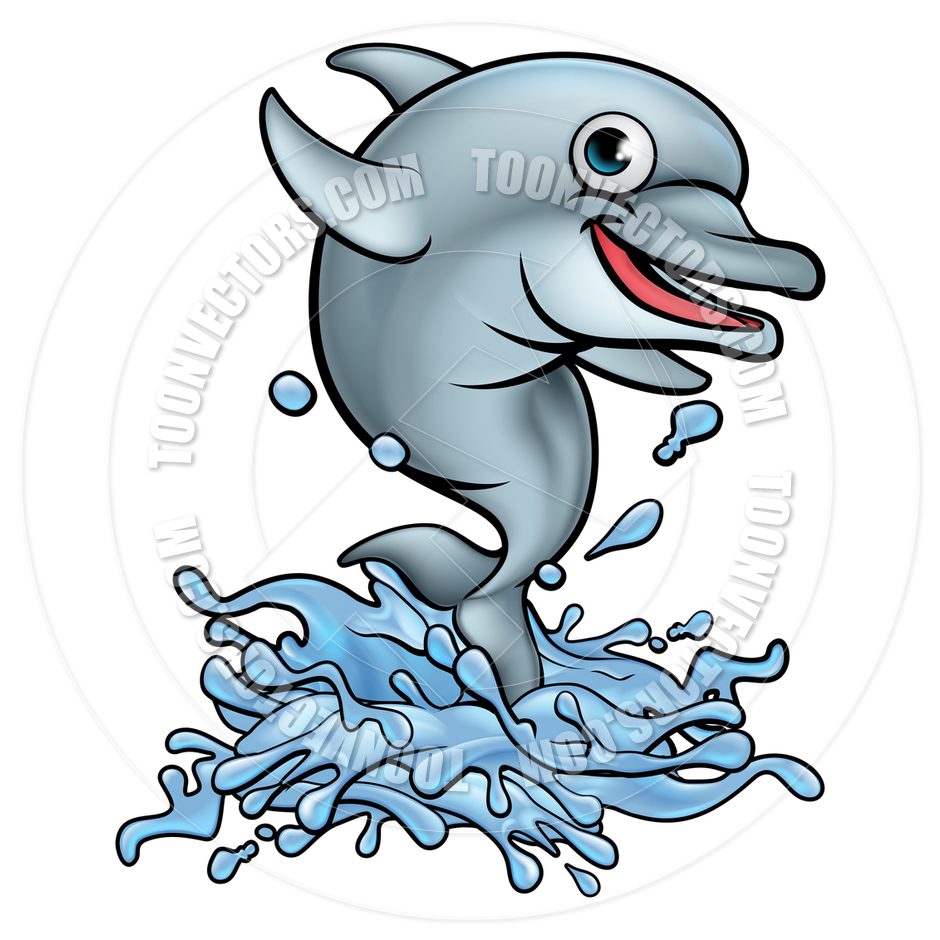 940x940 Dolphin Cartoon Character Splashing By Geoimages Toon Vectors