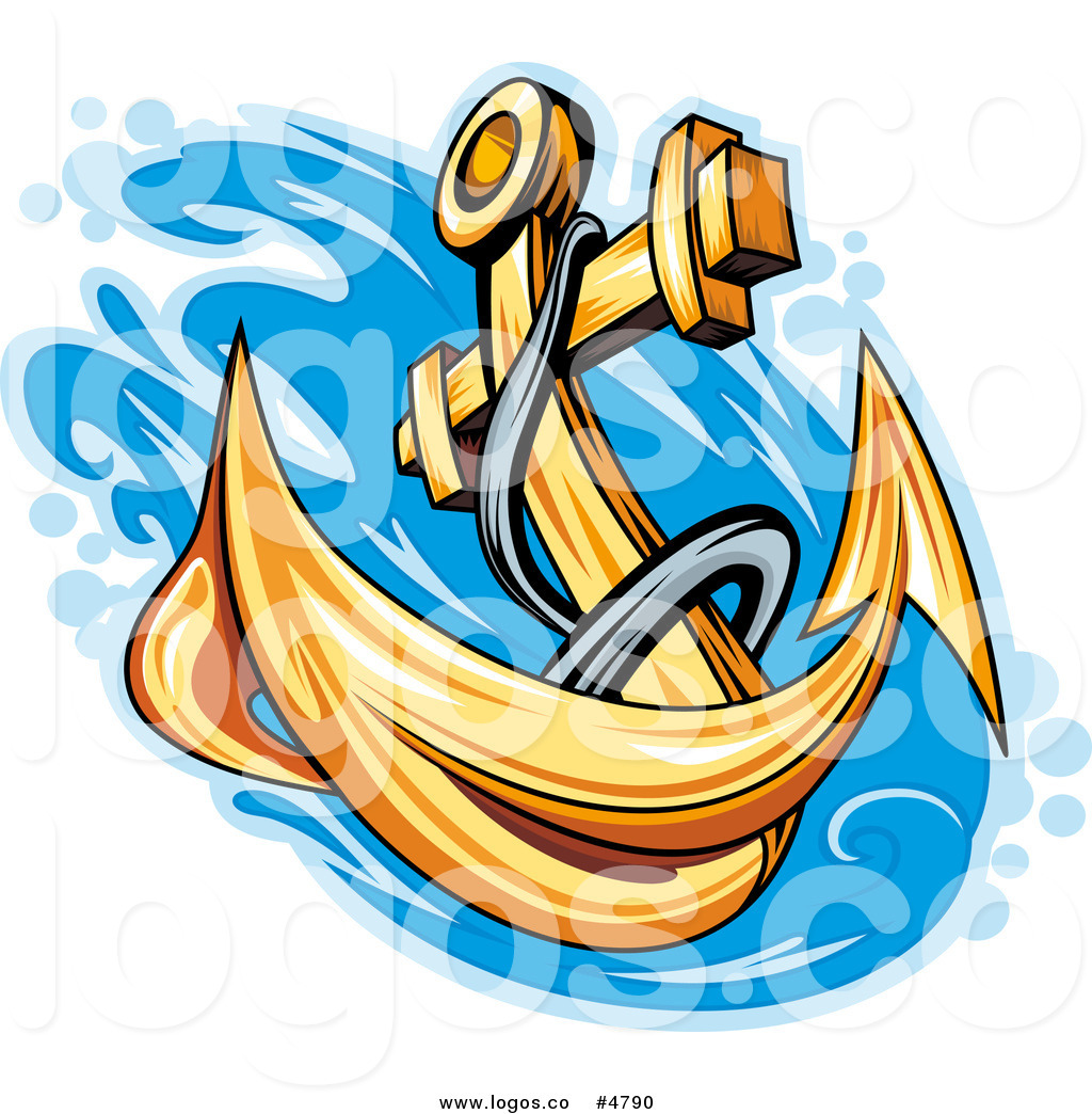 1024x1044 Royalty Free Vector Of A Gold Anchor Splashing Into Water Logo By