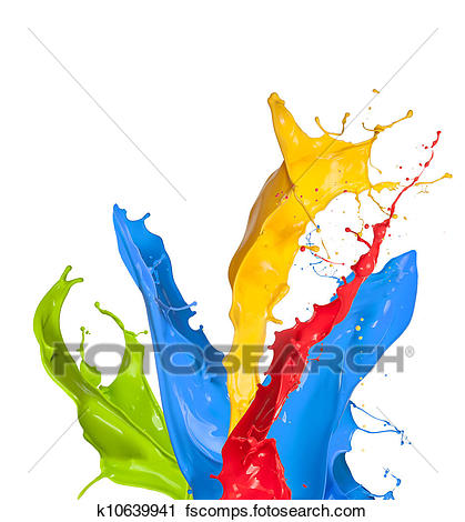 419x470 Stock Photography Of Colored Paint Splashes Isolated On White