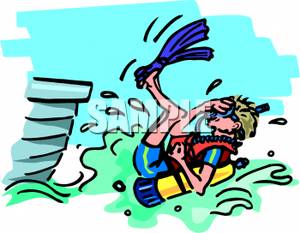 300x233 Art Image A Scuba Diver Splashing In Backwards Off A Boat