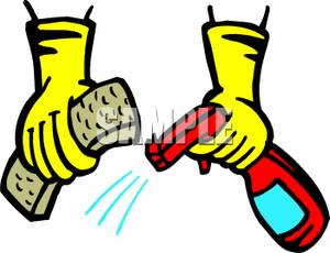 300x230 Hands Holding A Sponge And A Spray Bottle Clipart Image