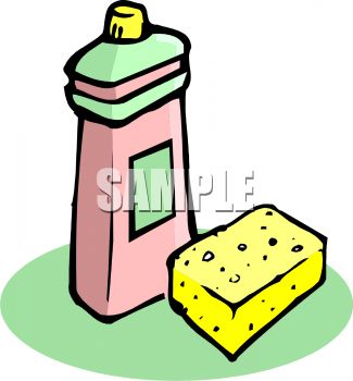 325x350 Picture Of A Sponge And Bottle Of Dish Soap In A Vector Clip Art