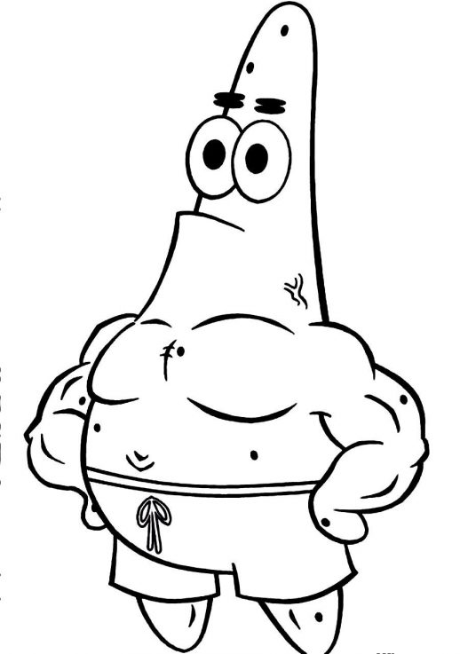 518x737 Patrick A Happy Starfish In Spongebob Coloring Pages