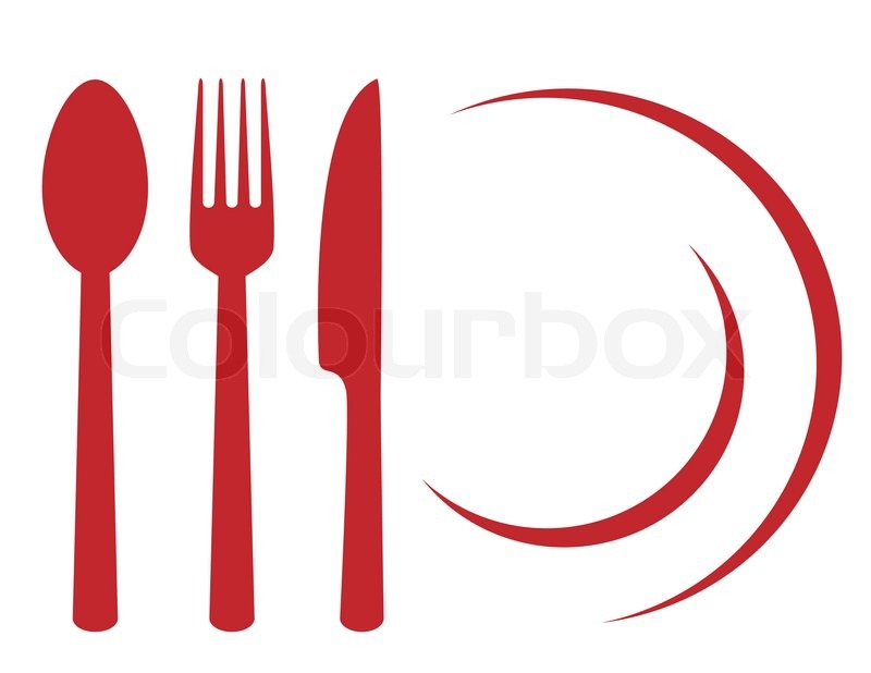 800x618 Restaurant Symbol With Plate, Fork, Knife And Spoon Stock Vector
