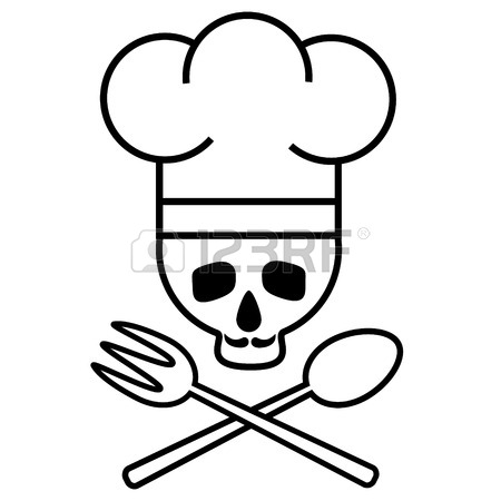 450x450 Skull Chef In Chef S Hat With Crossed Spoon And Fork. Logo, Icon