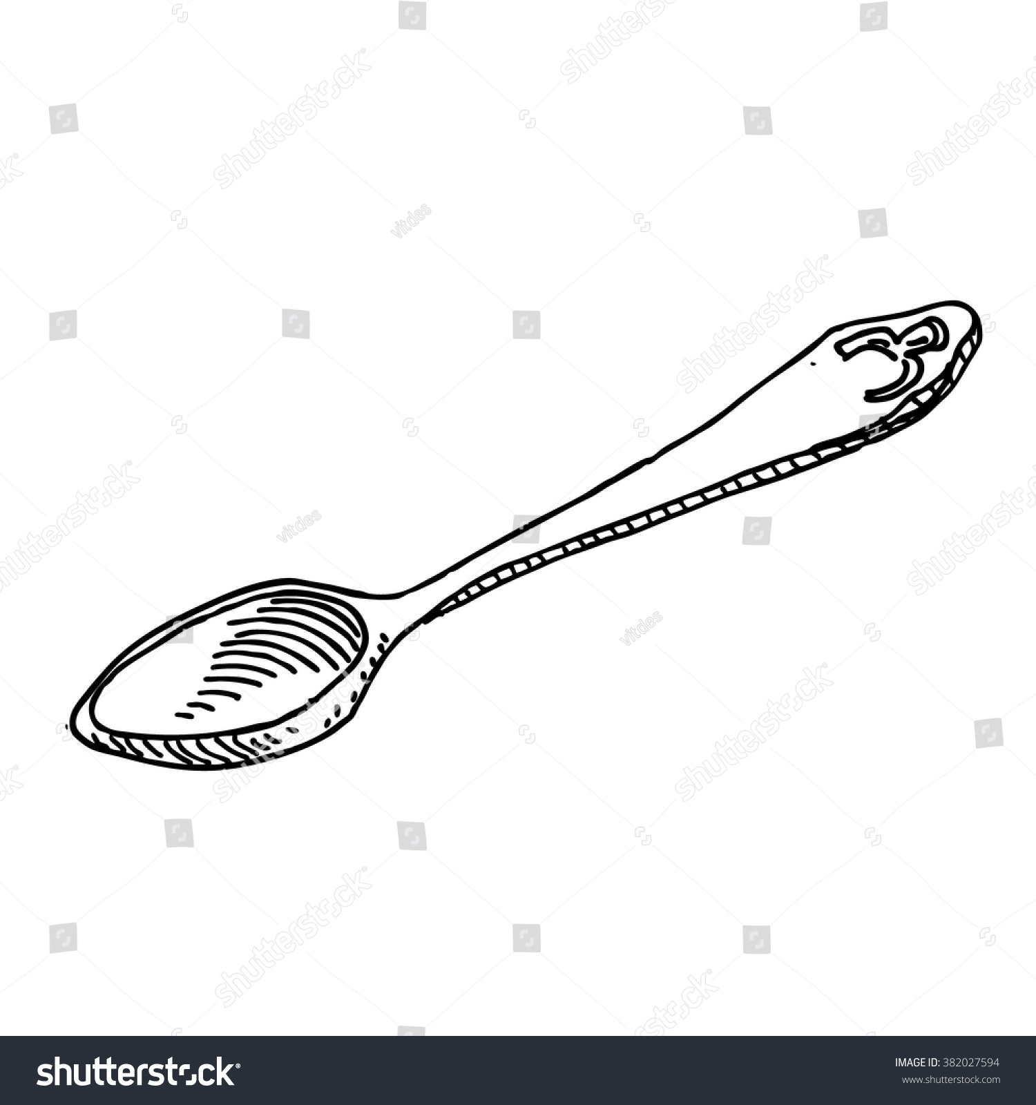 1500x1600 Drawn Spoon Black And White