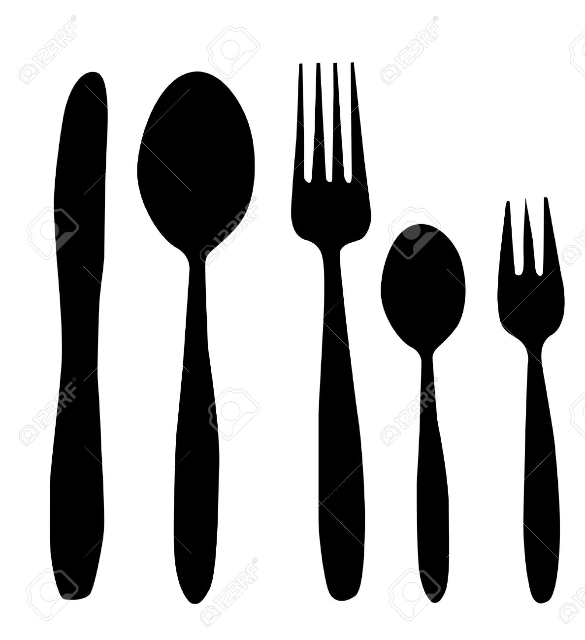 1188x1300 Spoon, Knife And Fork Vector Illustration Black And White Royalty