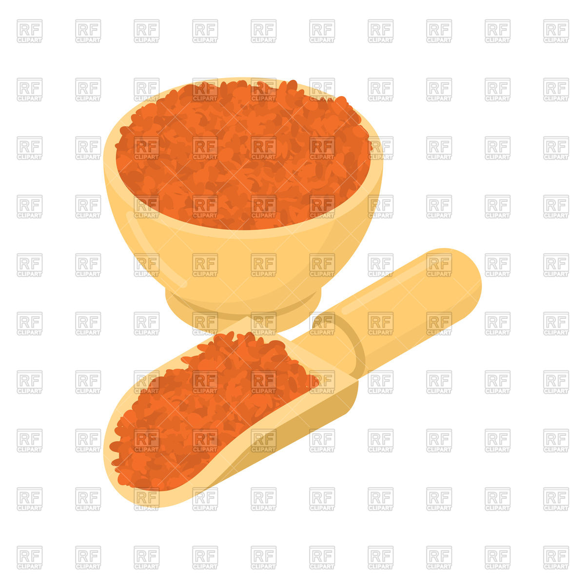1200x1200 Red Lentils In Wooden Bowl And Spoon Royalty Free Vector Clip Art