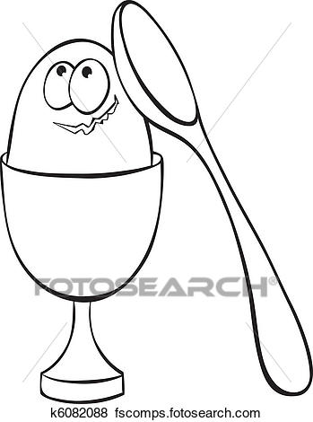 349x470 Clip Art Of Egg In Eggcup And Spoon K6082088