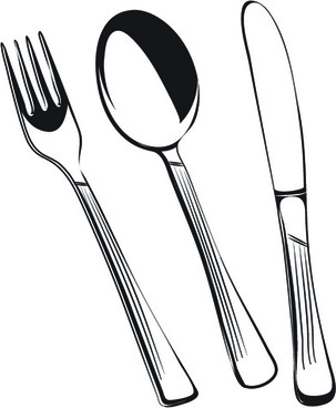 303x368 Silverware Black And White Clip Art Kitchen Printable Fork Knife
