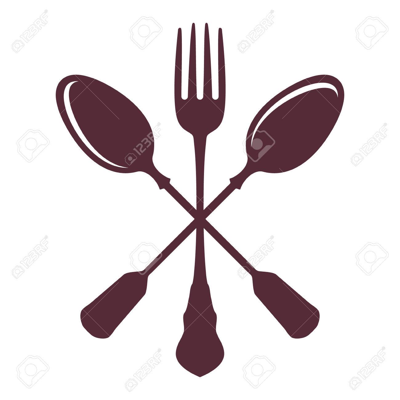 1300x1300 Crossed Spoons With Fork Isolated On White Background Vector