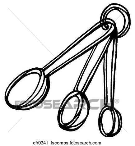 434x470 Clipart Of A Black And White Illustration Of Measuring Spoons