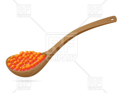 400x311 Red Caviar In Wooden Spoon Royalty Free Vector Clip Art Image