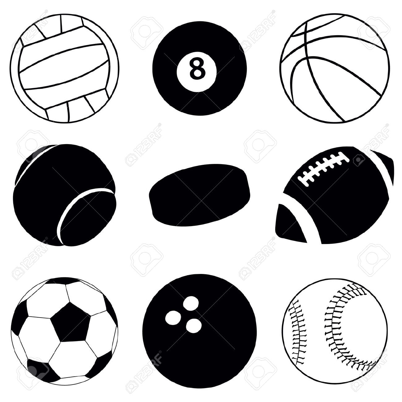 1300x1300 Sports Balls Clip Art Black And White 101 Clip Art