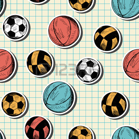 450x450 Seamless Pattern With Hand Drawn Different Sport Balls