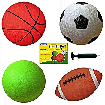 350x350 Set Of 4 Sports Balls With 1 Pump, 5 Soccer Ball, 5